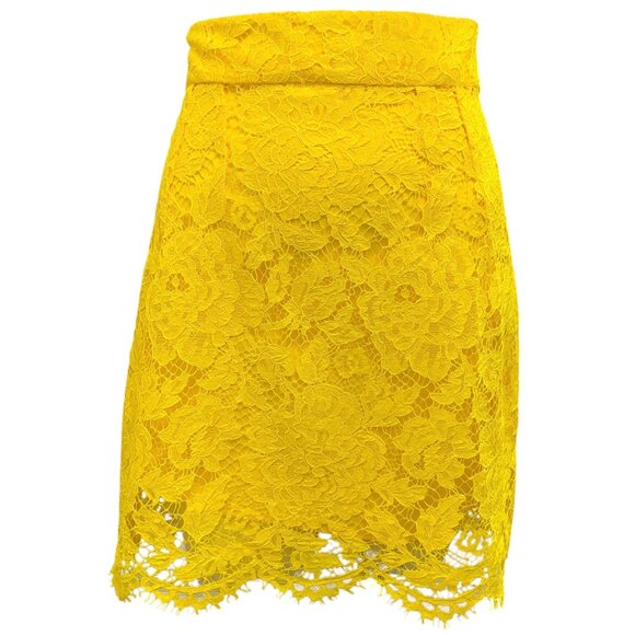 Dolce & Gabbana Yellow Lace Mini Skirt - Picture 1 of 4